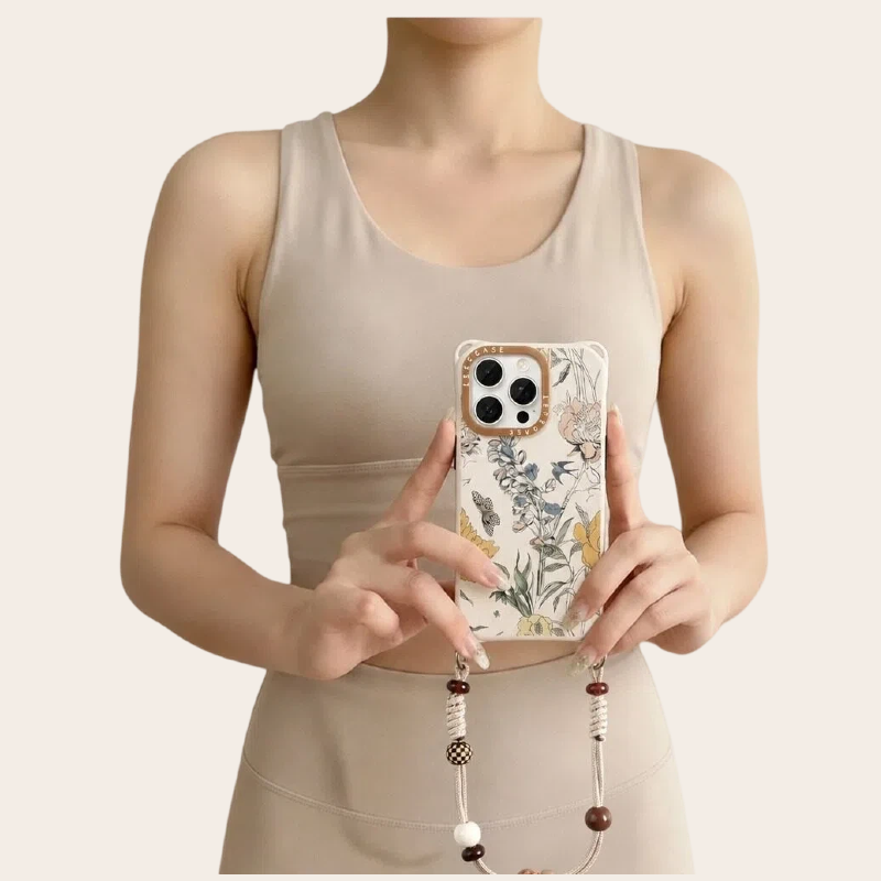 aesthetic floral phone case with beaded strap – women lifestyle