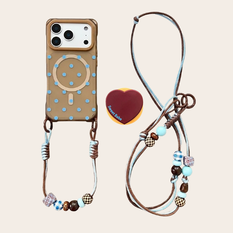 brown crossbody phone case beaded strap components iphone 12-17