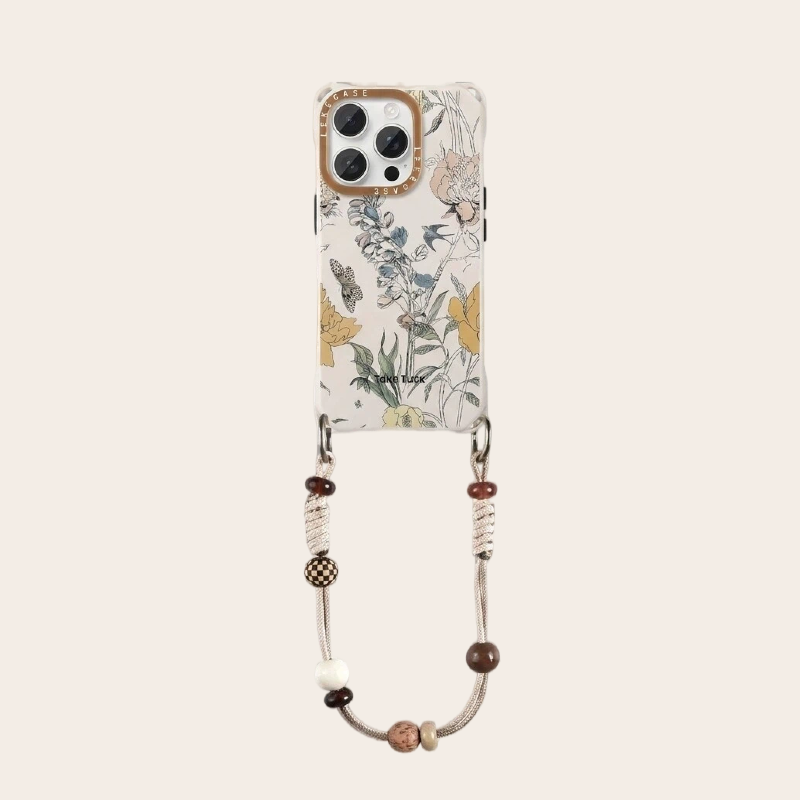 mixed bead wrist strap for phone case – flatlay